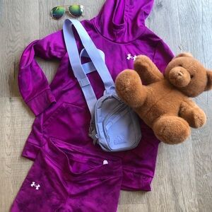 Under Armour Purple Hoodie and Leggings Set with teddy, sunglasses and crossbody